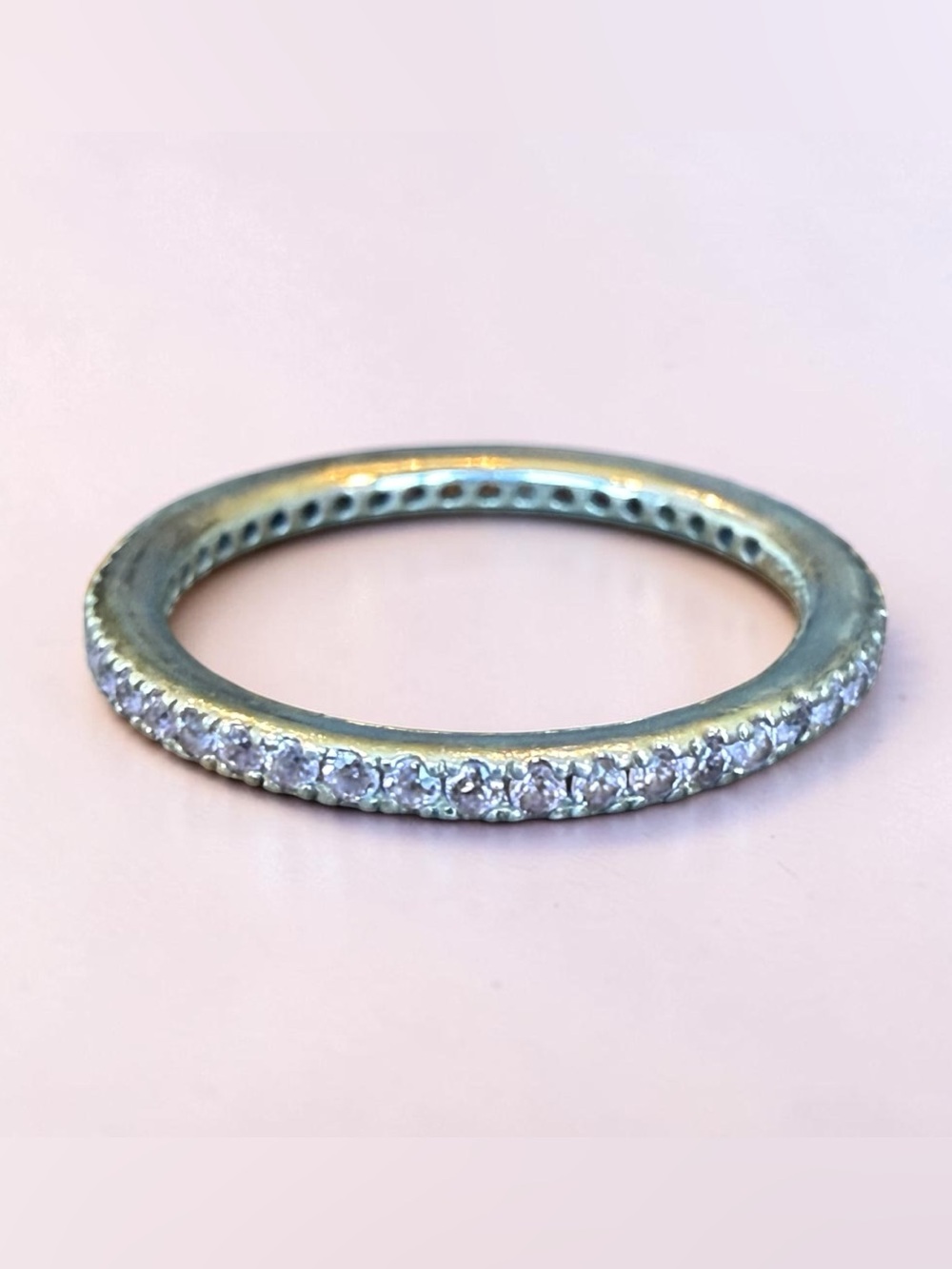 HIDALGO QVC Fine Stackable CZ Eternity Wedding Ring Band Sz 6 Sterling 925